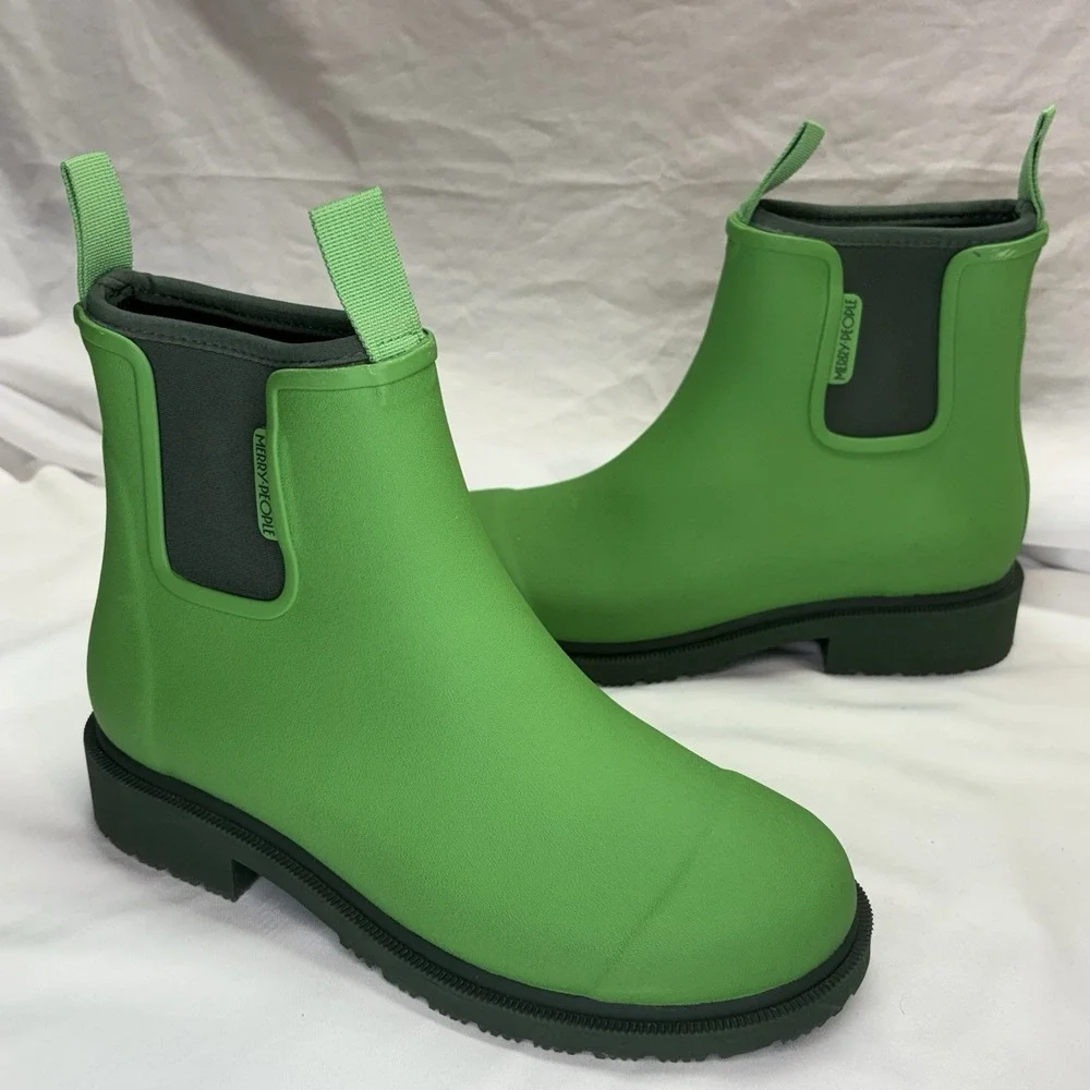 Merry People Bobbi Ankle Rain Boots Women's 8 EU 38 Grasshopper Green Wellington